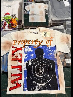 'Property Of Valley' Short Sleeve Tee - Cream/Blue